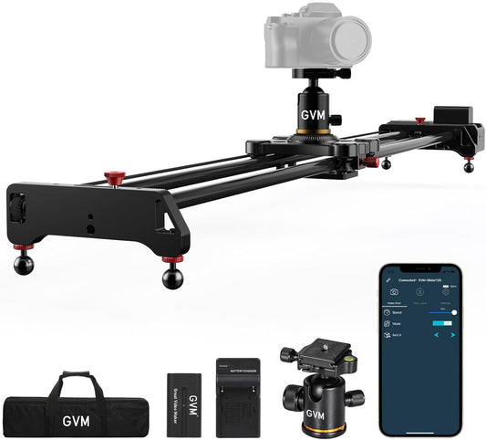 GVM Motorized Camera Slider, 48''/120CM Carbon Fiber Camera Slider with APP Control, Support Video Mode, Time Lapse Photography, Horizontal, Tracking and 120° Panoramic Shooting