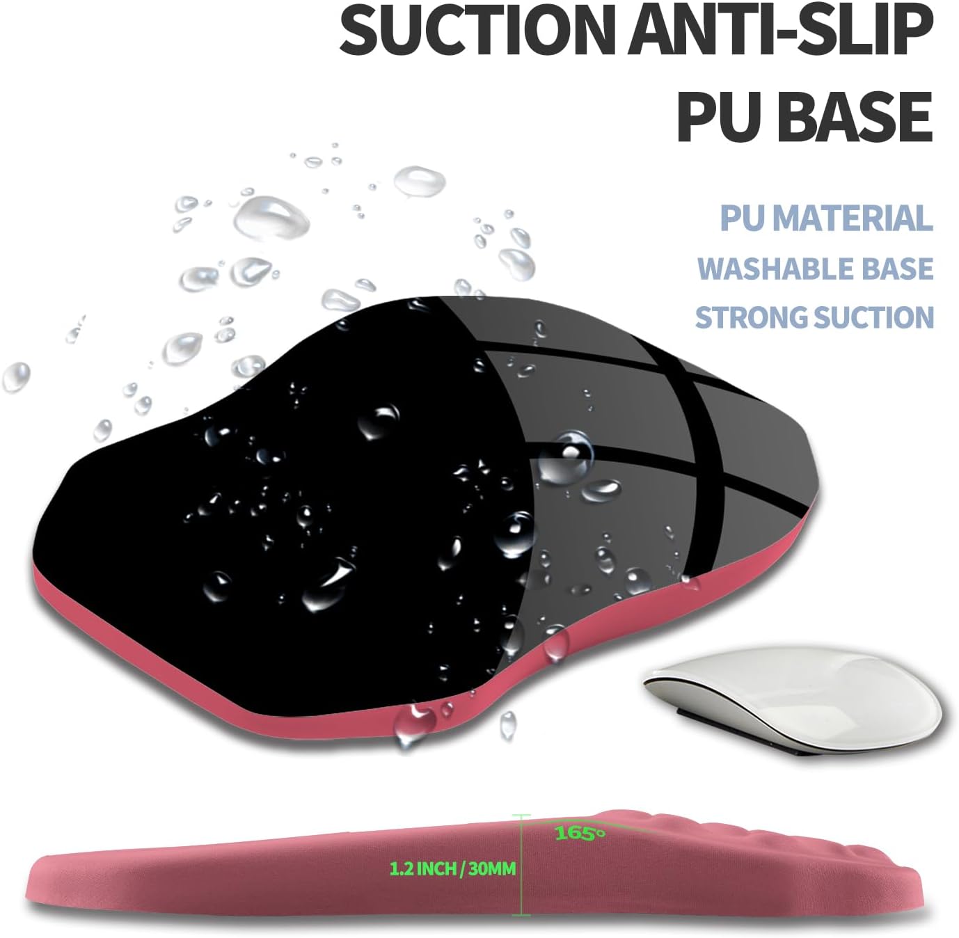 Ergonomic Raised Mouse Pad Wrist Support with Bilateral Slope Memory Foam Mousepad for Wrist Rest and Carpal Tunnel Pain Relief 11.8x7.9〃 Melon Pink