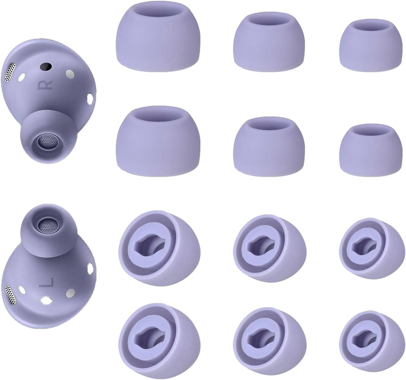 6 Pairs Replacement Eartips for Samsung Galaxy Buds Pro Headphones, Silicone Tips Earbuds Eartips Set, L/M/S Earplug Replacement Accessories (Purple, Without Pen)