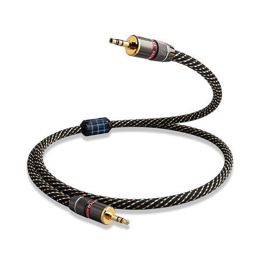 Audiophile HiFi Audio Cable–3.5mm to 3.5mm,6N OFC Core,24K Gold-Plated Plugs,with Nylon Braid,AUX Cable,Compatible with Phone,MP4,Speakers,Amplifiers,TV(9.84ft/3m)