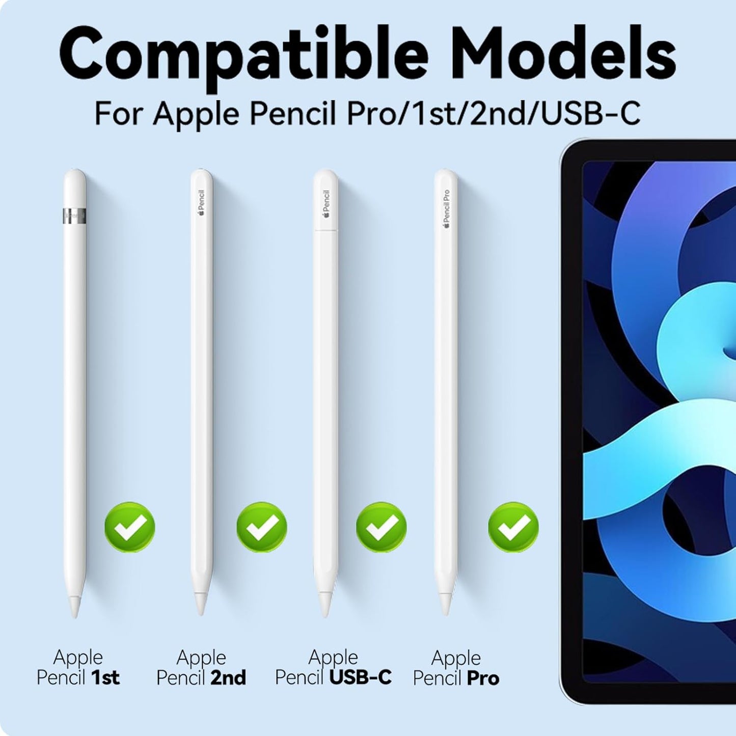 Inesore 8 Pack for Apple Pencil Tips Replacement Accessories,Compatible with Apple Pencil Pro/2nd Generation/1st Generation/USB C,iPencil Nib for iPad Pro/Air/Mini,for Drawing Writing