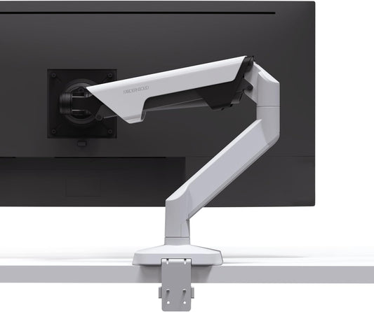 Heavy Duty Monitor Arm Desk Mount for 34 to 49 Inch Ultrawide Curved Flat Monitors, Supports 14 to 38 lbs, Smooth Gas Spring Movement, VESA 75x75/100x100, White, Classic