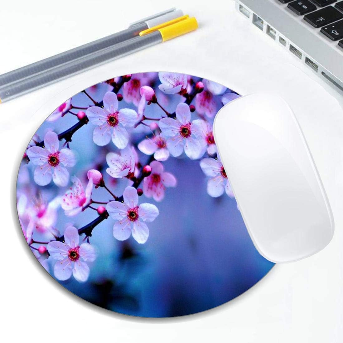 Beautiful Flowers Mouse Pad Round Non-Slip Rubber Mousepad Laptop Office Computer Decor Cute Desk Accessories Customized Design Mouse Pad