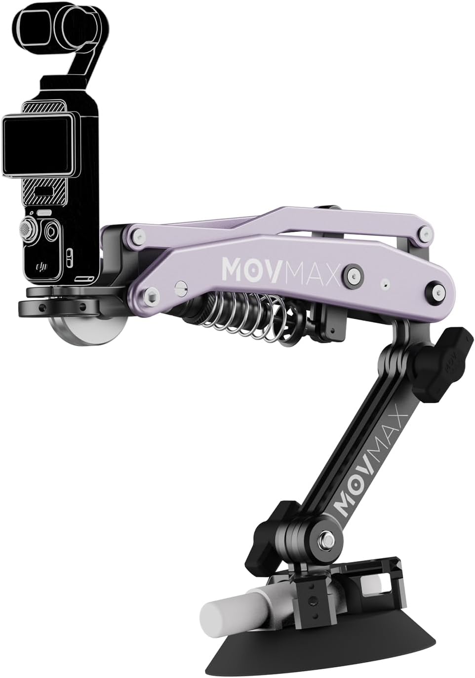 MOVMAX Blade Arm for DJI Pocket 3, Insta 360, and GoPro Hero 12 Cameras with N2 Arm Technology and Universal Locking Screw, Car Suction Cup Mount (ICY Rose)