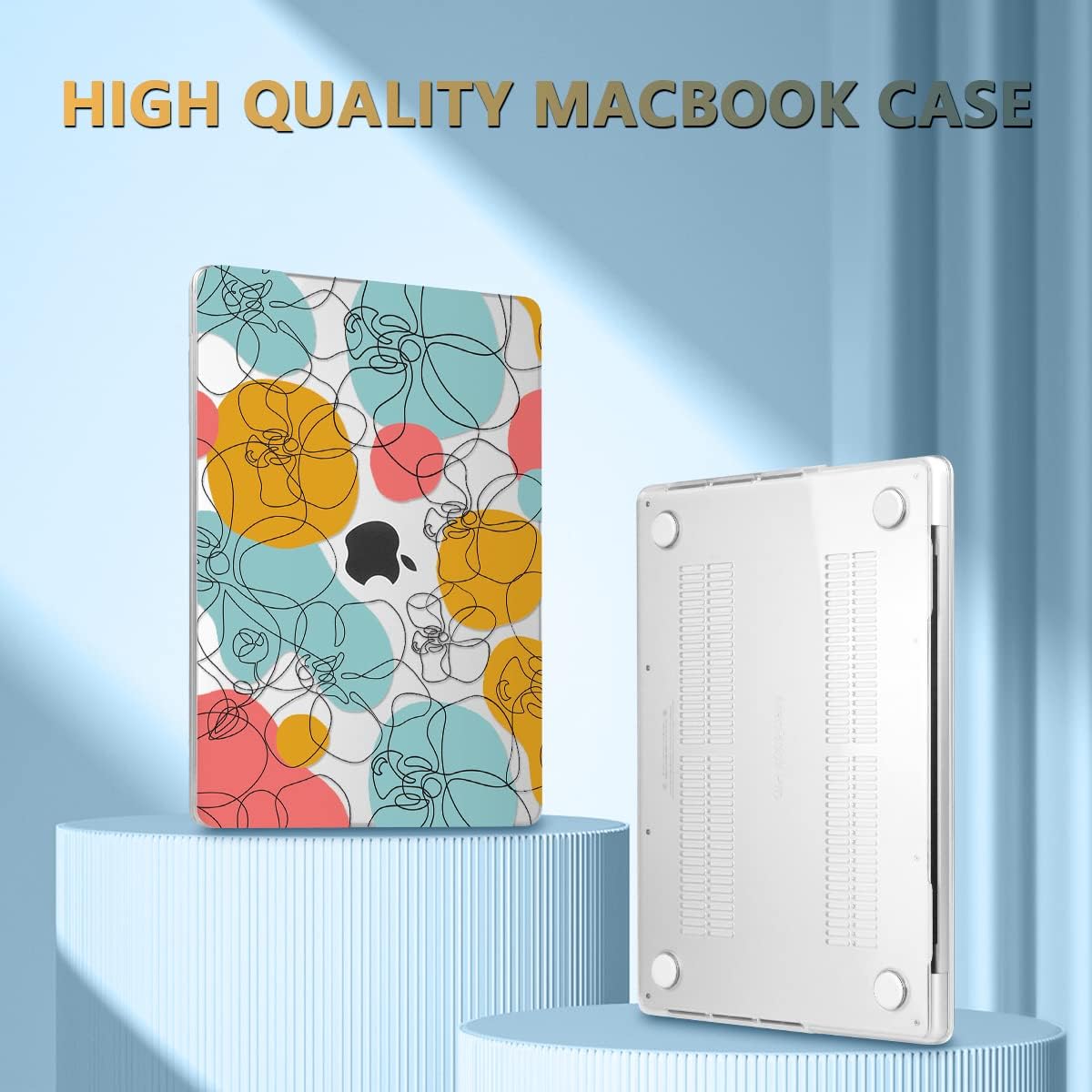 CISSOOK Floral Case Compatible with MacBook Pro 14 Inch 2023 2021 Release A2992 A2918 M3 A2779 M2 A2442 M1 Pro/Max, Plastic Hard Shell +Keyboard Cover for MacBook Pro 14 with Touch ID -Art Floral