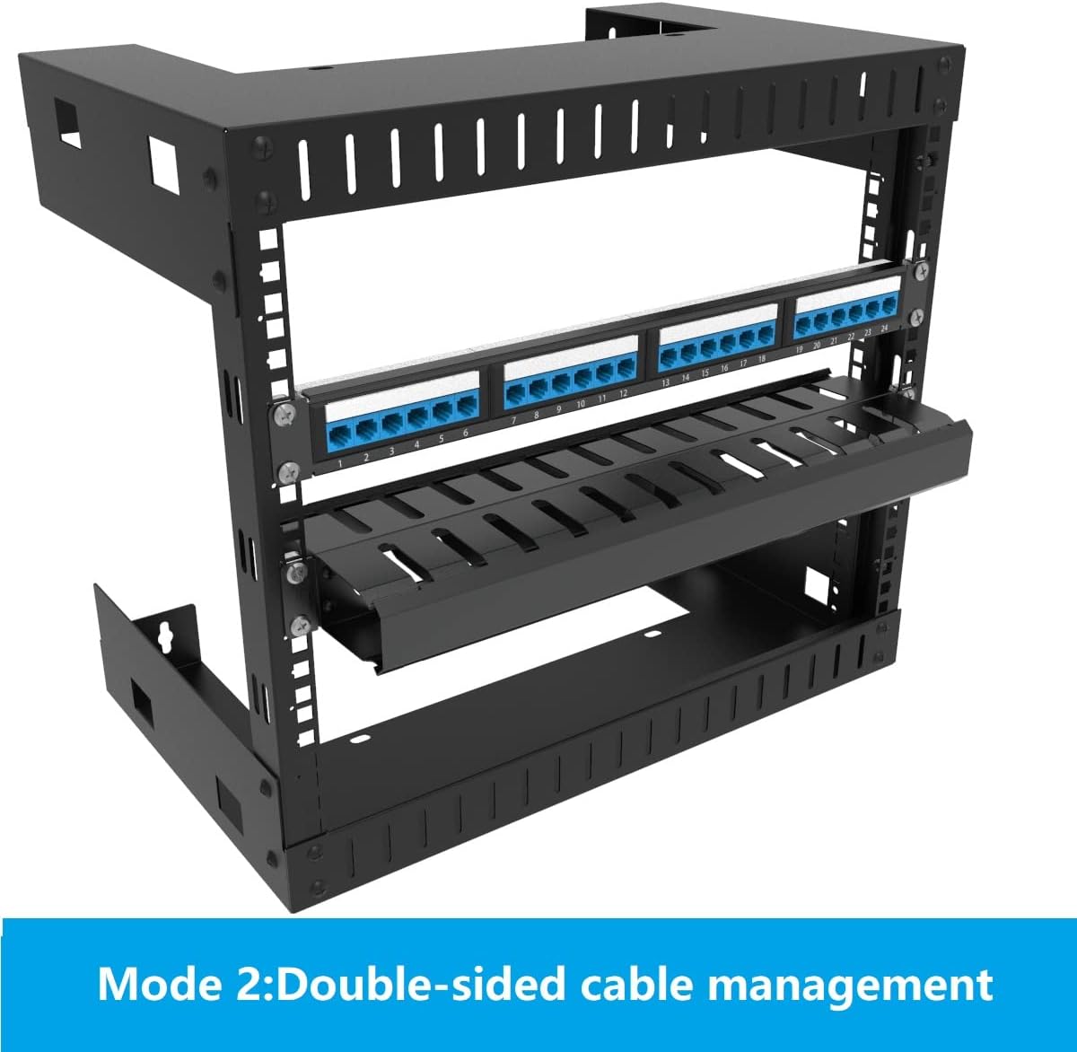 Jingchengmei 2 Pack of All Metal 1U Cable Management Horizontal Rack Mount Cable Manager with 12 Big Finger Slots for 19-inch Server Rack or Cabinet