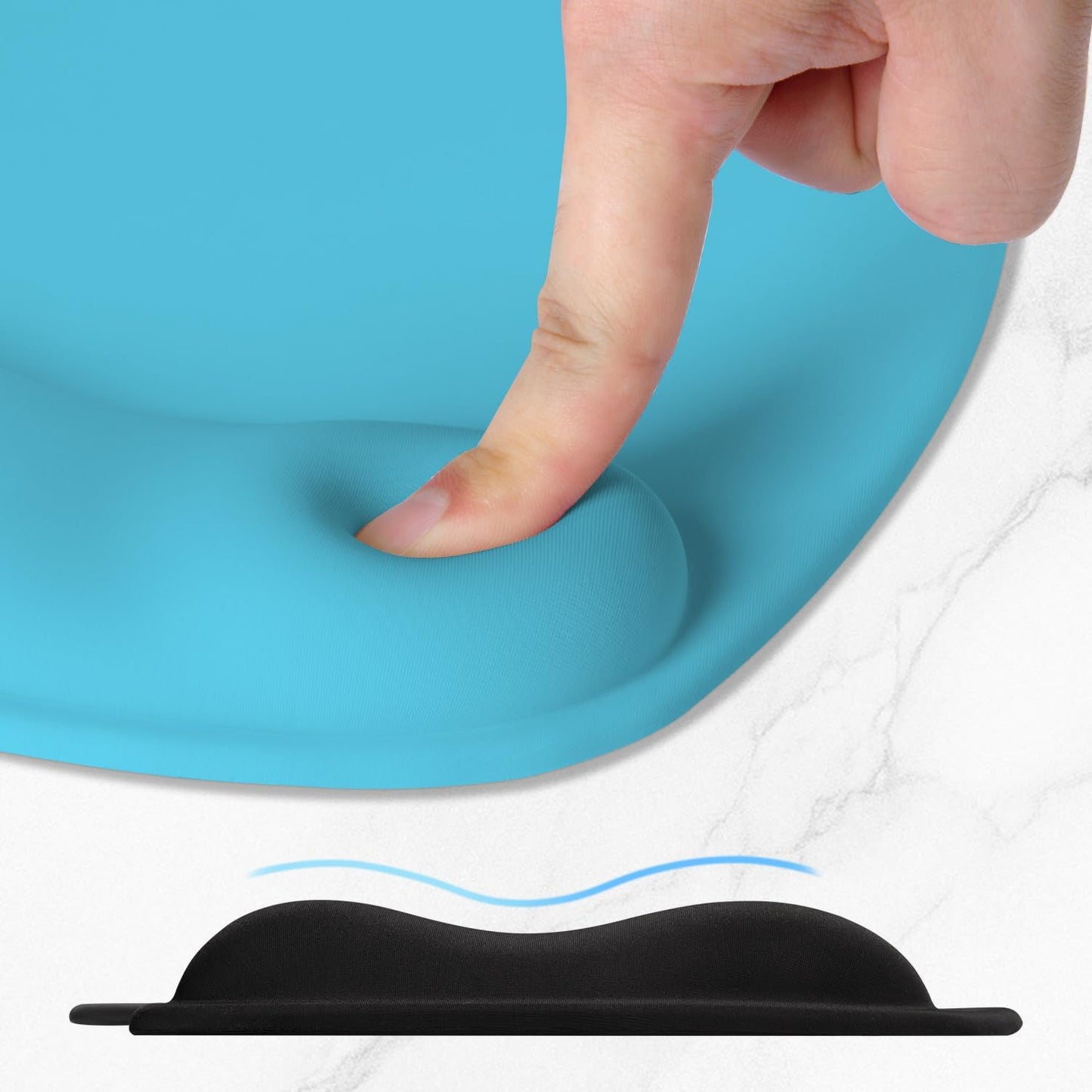 ITNRSIIET Ergonomic Mouse Pad, Cushioned Gel Wrist Rest, Non-Slip Base, Smooth Surface, Compatible with All Mice for Office & Gaming, Desk Accessory, 9.5 x 8.2 inch, Powder Blue
