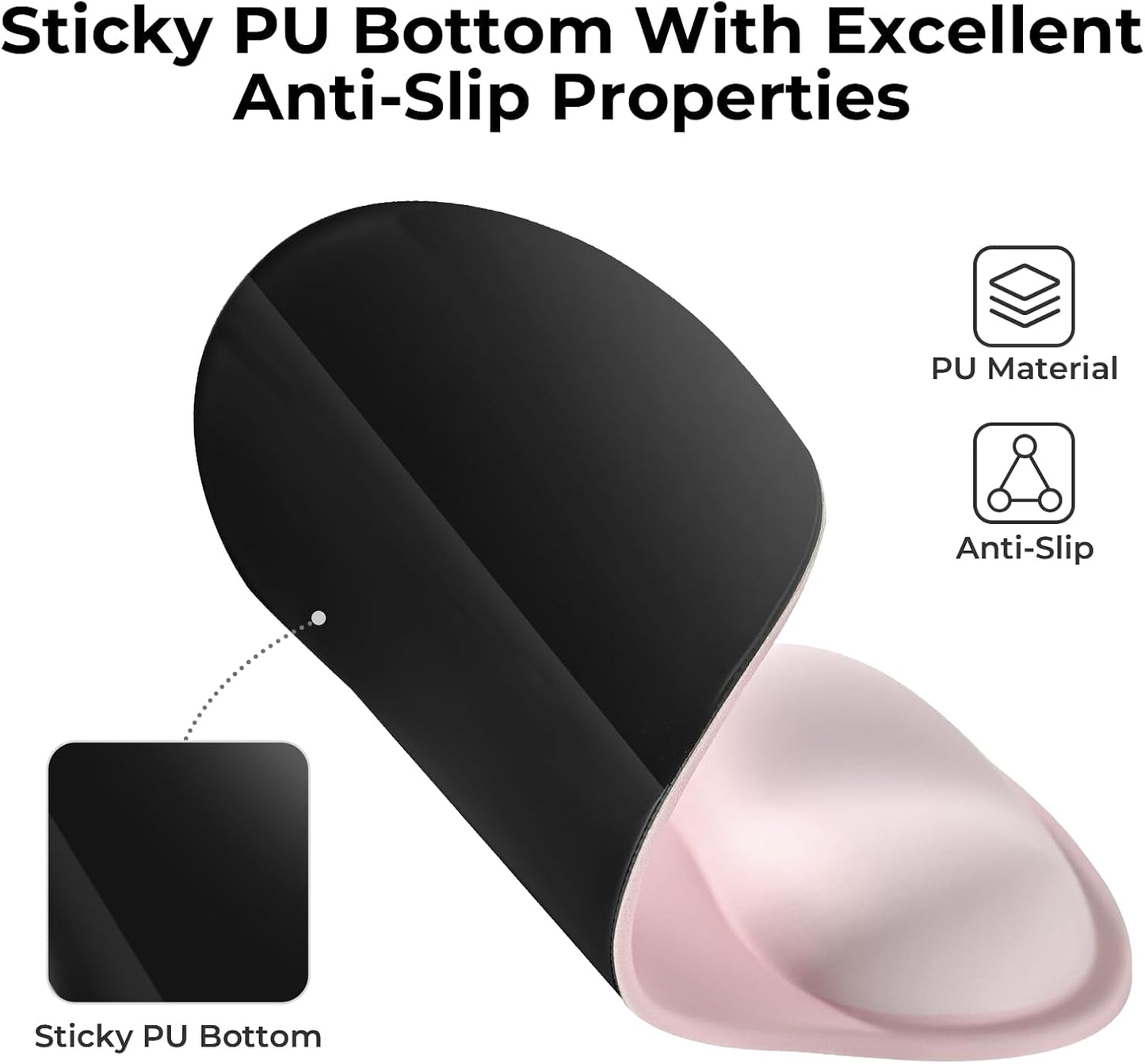 EooCoo Gel Wrist Rest Mouse Pad Ergonomic Middle Concave Design, Relieve Wrist Pain Mousepad, Non-Slip Base for Laptop, Computer, Office Decor for Women, Carpal Tunnel Syndrome