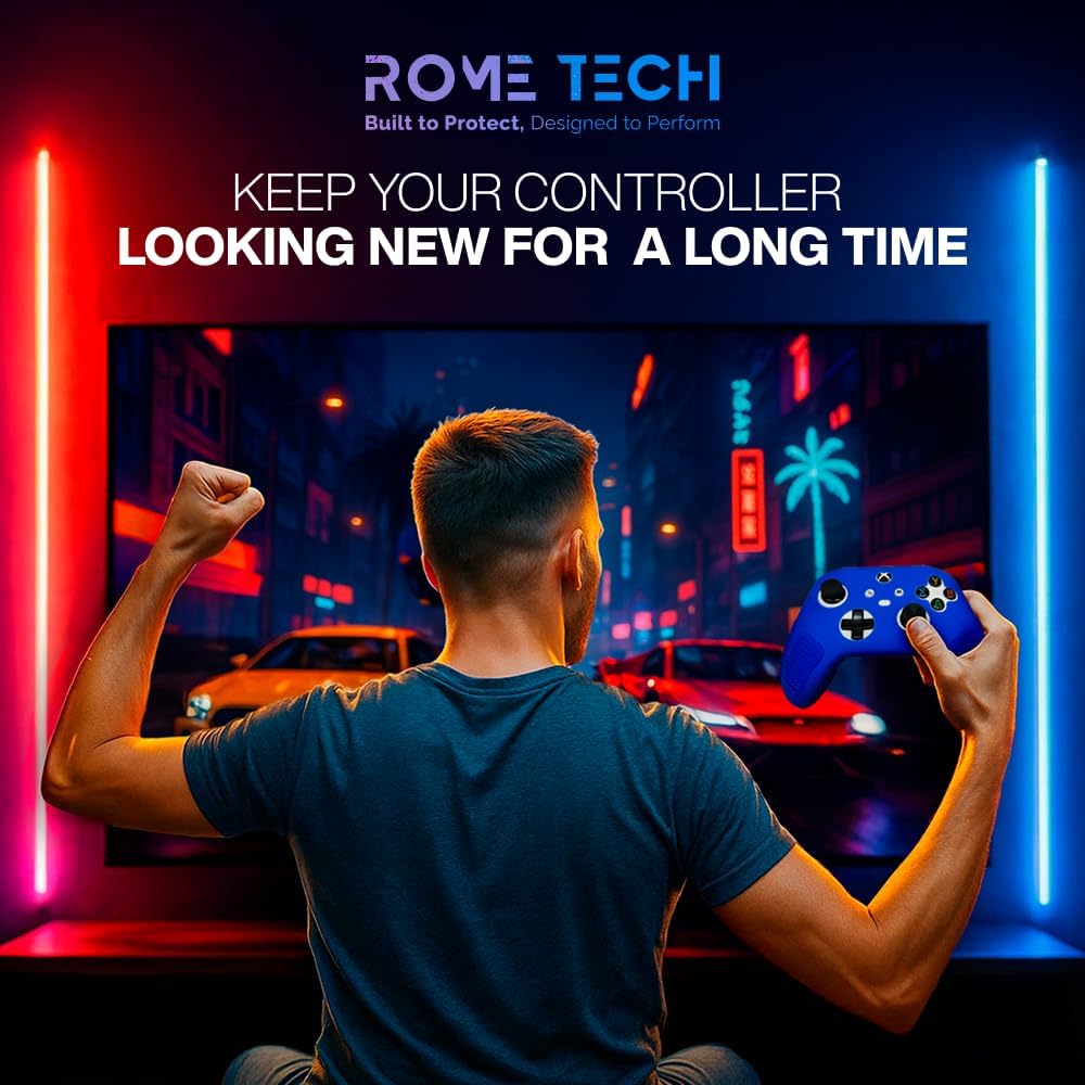 for Xbox Controller Series X/S (2024/2023) Silicone Protective Cover, Soft Skin Xbox Controller Accessories, Anti-Slip Cover with 2 Joystick Caps (Blue)