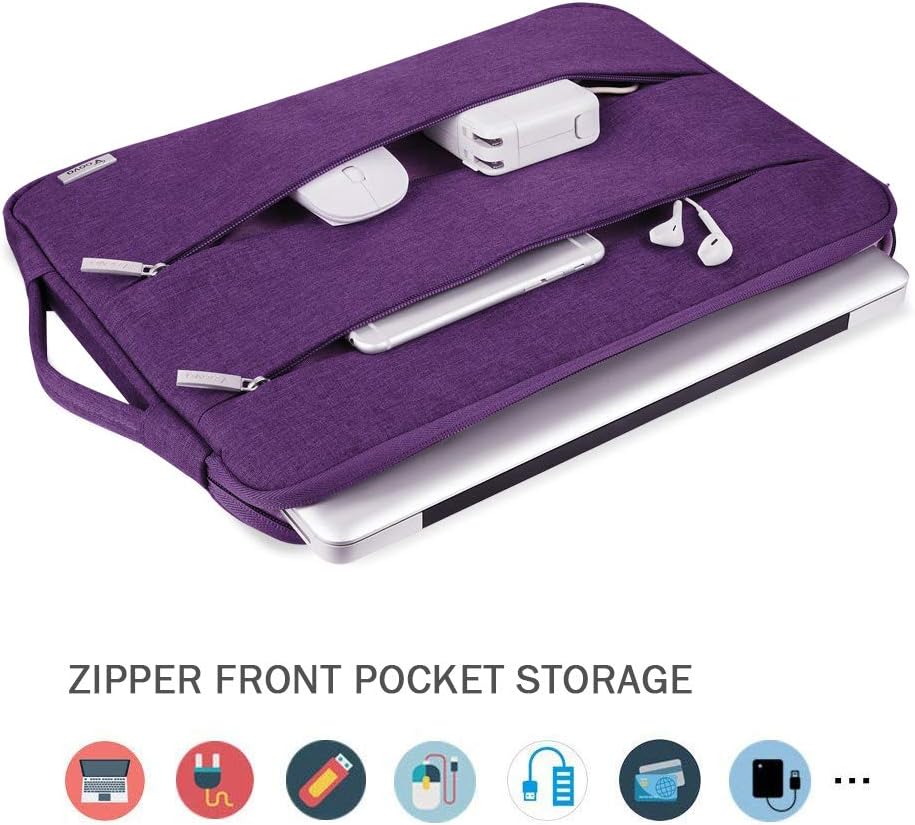 Voova Laptop Sleeve Carrying Case 15.6 16 Inch,Slim Computer Cover Bag Compatible with MacBook Pro 15/16, Dell xps 15,15-16 Inch HP Dell Asus Acer Laptop, Purple