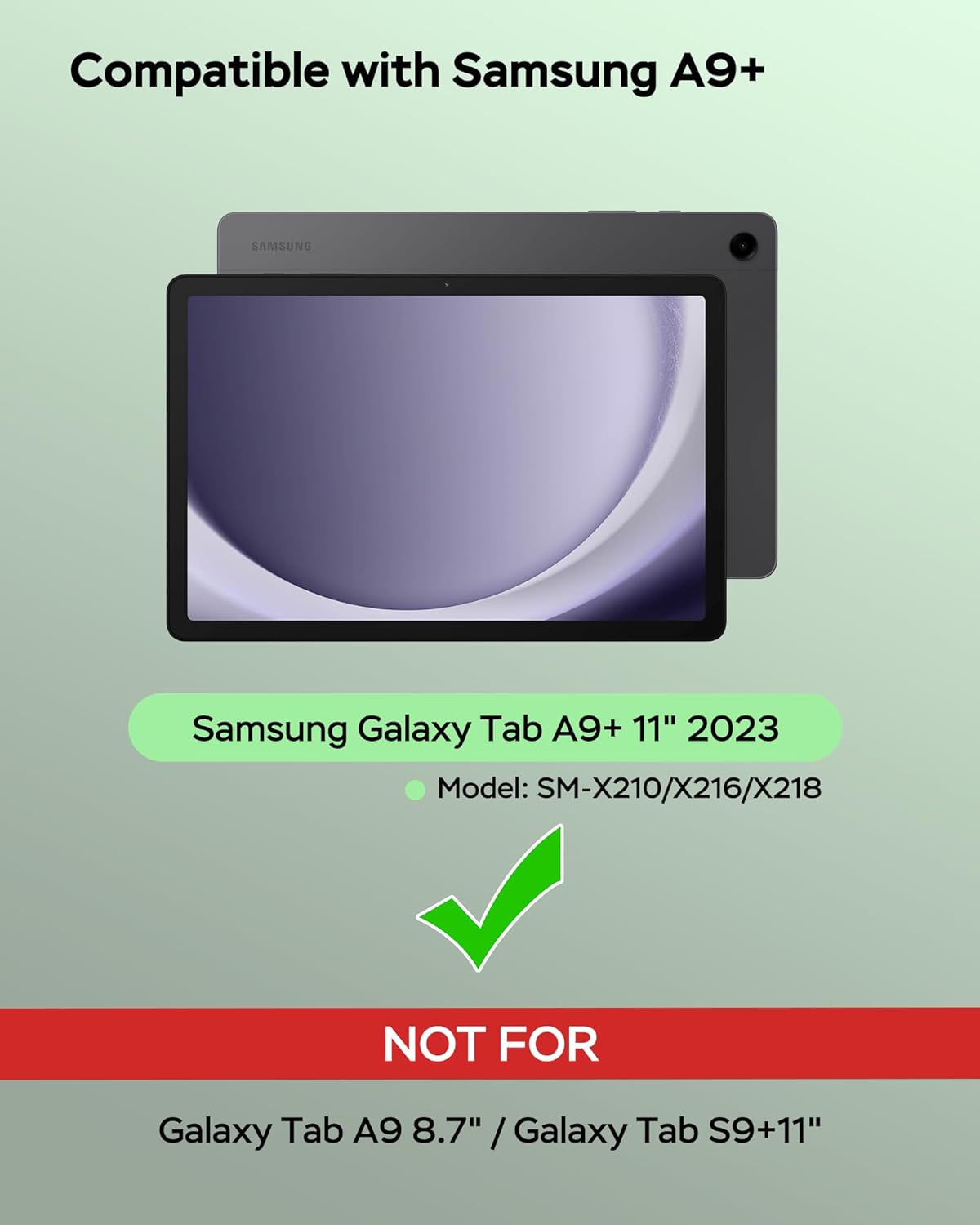 for Samsung Galaxy Tab A9 Plus 11 inch Case with Keyboard, Backlit Mouse and Detachable Magnetic Keyboard, Multi-Angle Stand Folio Slim Cover with S Pen Holder for Tablet A9+ 2023, Black