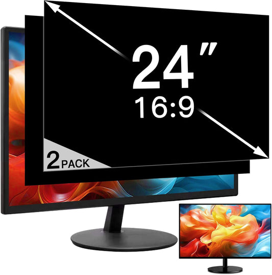 2 Pack 24 Inch Privacy Screen for Computer Monitor 16:9 Aspect Ratio, Eye Protection Anti Glare Computer Screen Cover, Removable Anti-Scratch Computer Screen Privacy Shield for 24'' Widescreen Monitor