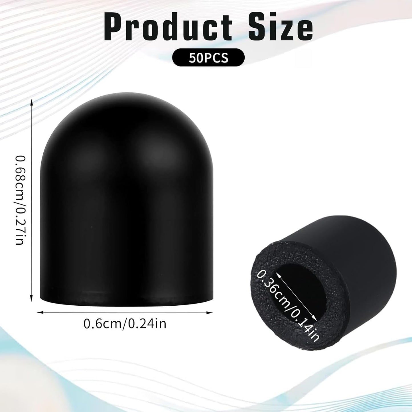 50Pcs Replacement Nibs for Touch Screen Pen, Rubber Tips for Stylus Pens, Soft, No Scratches, Sensitivity and Precision, Universal Stylus Ends (0.24inch/6mm)