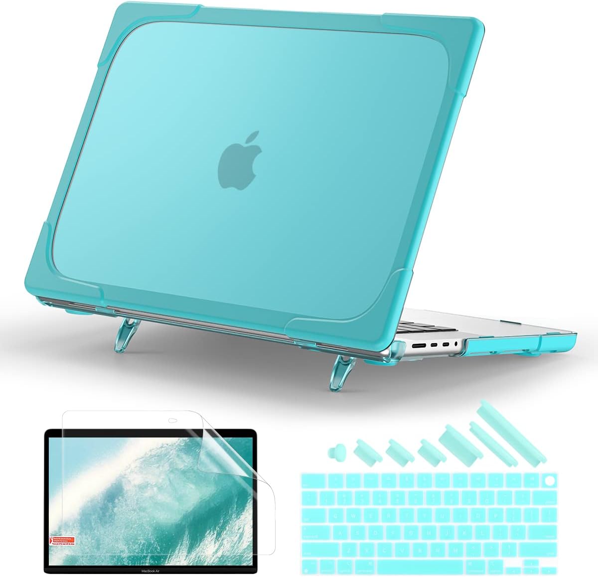 Batianda Compatible with New MacBook Pro 16 inch Case 2024 M4 Chip 2023 2021 Release with M3 M2 Pro Max, Heavy Duty Protective Plastic Hard Shell with Fold Kickstand & Keyboard Cover Protector, Blue