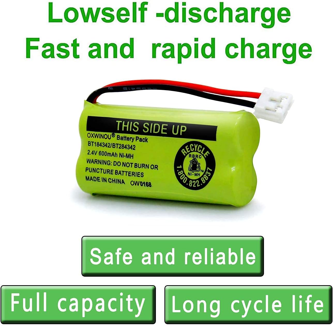 2.4v BT184342 BT284342 BT18433 BT28433 BT183348 BT283348 BT-1011 Replacement Battery Compatible with Phone CS6209 CS6219 CS6229 DS6151 89-1330-01-00 CPH-515D(2-Pack)