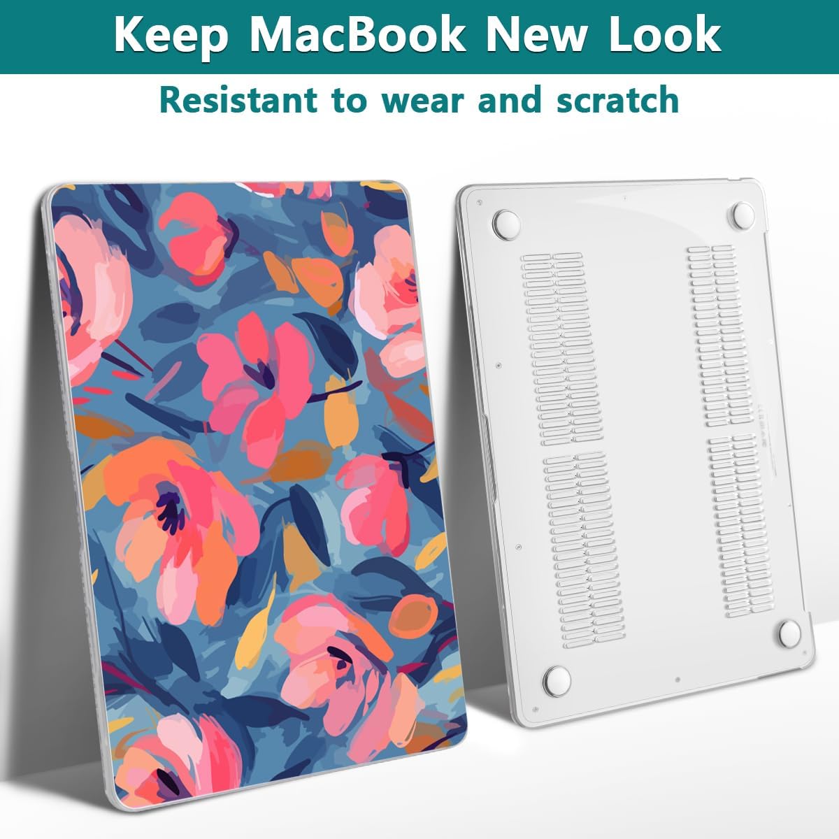 Teryeefi Compatible with M2 M1 MacBook Pro 13 Inch Case A2338 A2289 A2251 A2159 A1989 A1706 A1708 (2024 20203 2022-2016), Hard Shell Case & Keyboard Cover for Mac Pro 13" - W-Abstract Pink Flower
