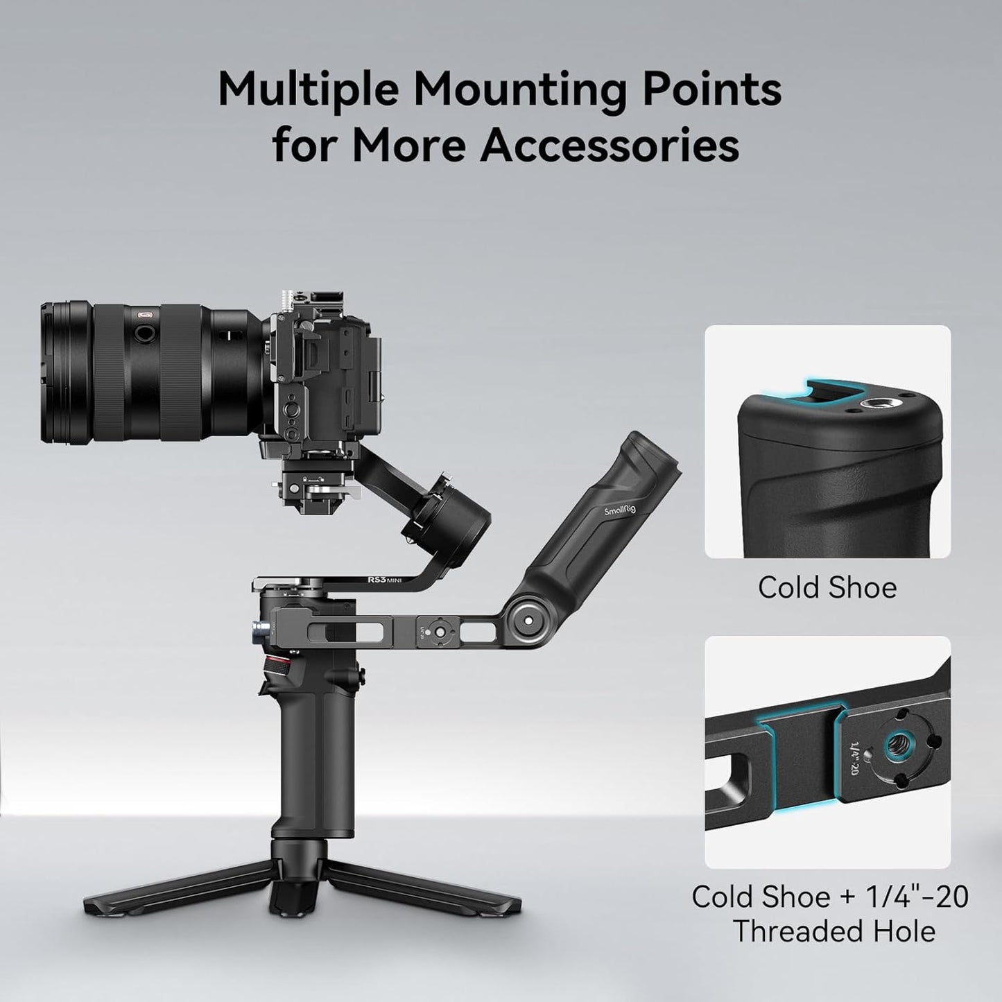 SmallRig Plastic Lightweight Adjustable Handle Sling Handgrip Only for DJI RS 4 Mini/RS 3 Mini Gimbal Handheld Stabilizer, with NATO Clamp and Cold Shoe Mount