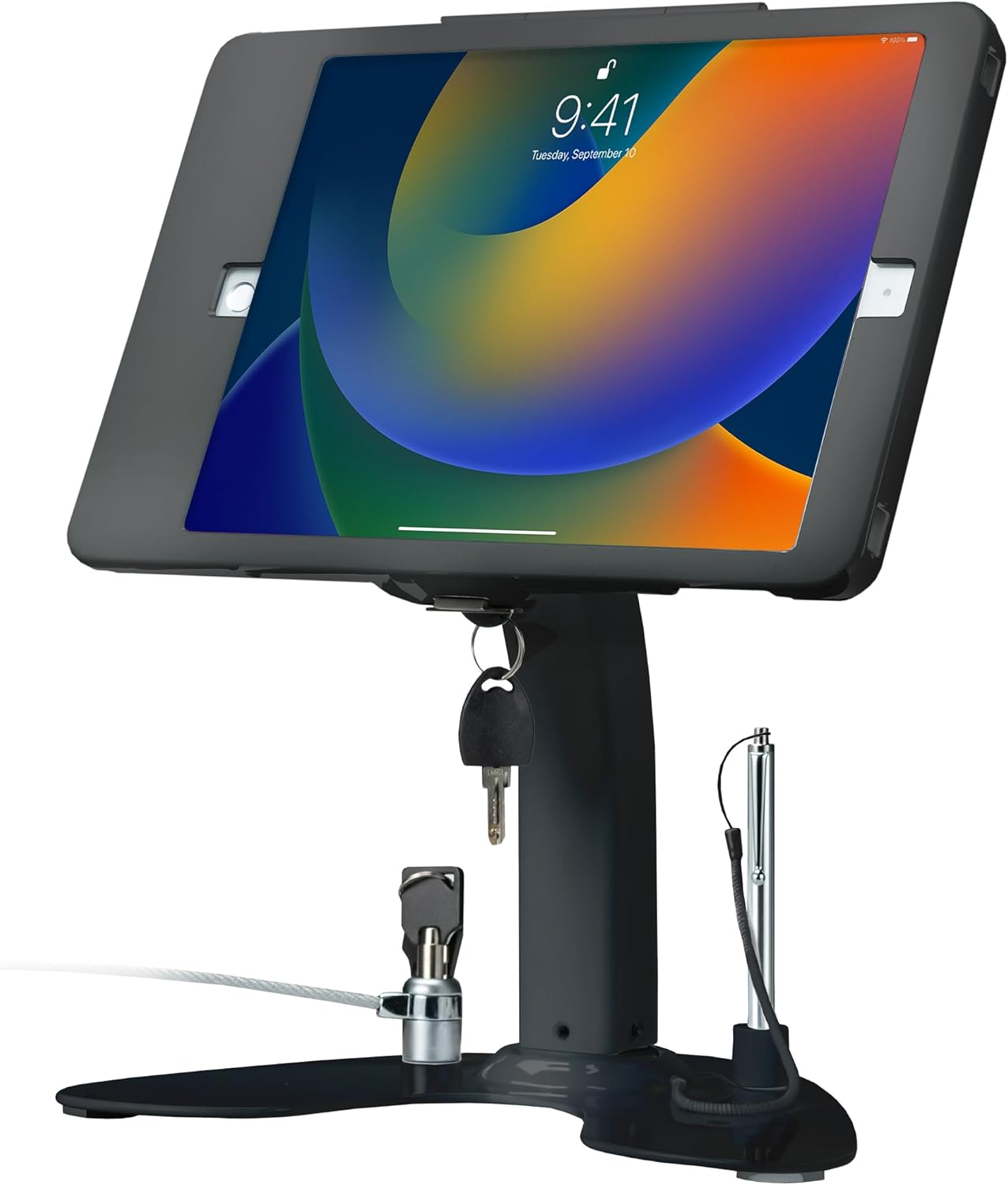 Dual Kiosk Stand – CTA Dual Security Kiosk Stand with Locking Case, Cable, and 360-Degree Rotating Base – Compatible with iPad 7th/ 8th/ 9th Gen 10.2-inch, iPad Air 4, (PAD-ASKB10) – Black