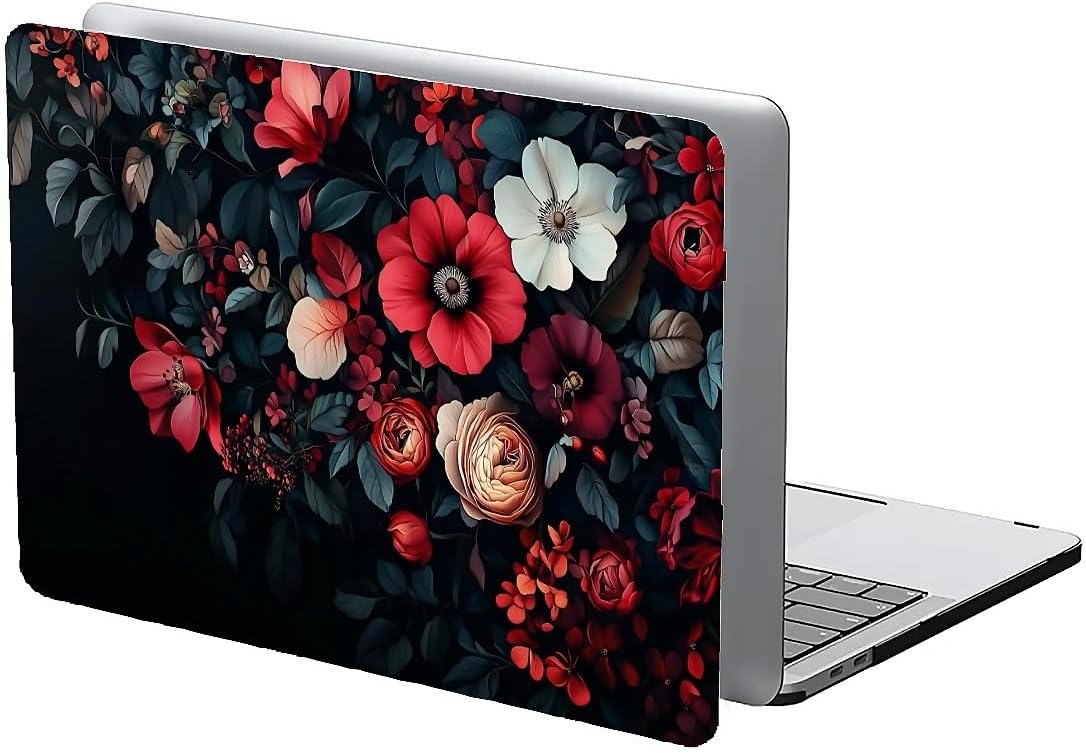 Compatible with MacBook Air 13.3 13.6 Inch Case 2022 2021 2020 2019 Plastic Hard Shell Case Cover,13.3 Air (A1932/A2179/A2337), Dark Floral