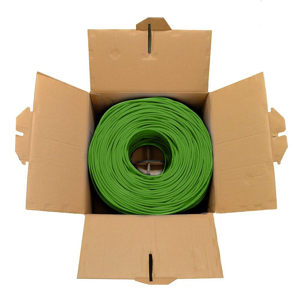 Dripstone CAT6 Ethernet Cable 1000ft Bulk Network LAN Wire 23AWG Solid UTP 550MHz High-Speed Internet Cable Gaming, Streaming, Office, Home Use, Pull Box, Cat6 Bulk, Stable Connectivity - Green