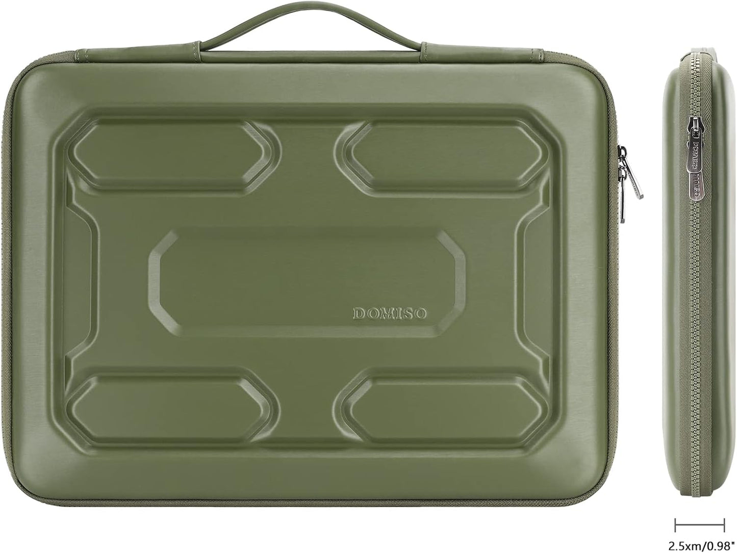 DOMISO 14 inch Laptop Sleeve with Handle Shockproof Computer Bag Waterproof EVA Protective Carrying Case for 14" ThinkPad E480/Yoga 920/13.5" Microsoft Surface Book/HP Pavilion 14 Stream 14, Green