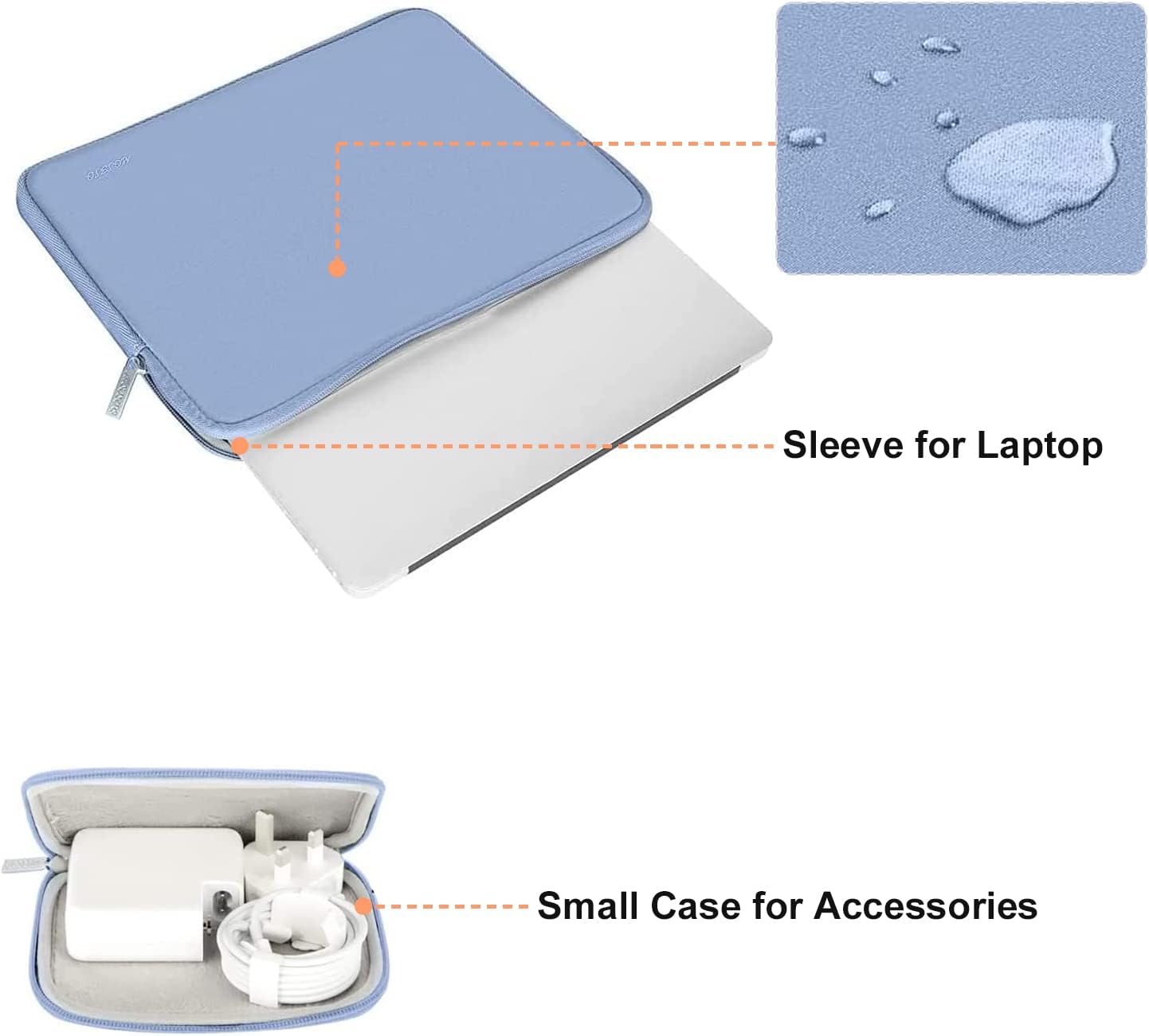 MOSISO Laptop Case 15 inch, 15 inch Laptop Sleeve Bag Compatible with MacBook Air 15 M4 A3241 M3 A3114 M2 A2941 2025 2024 2023, Dell XPS 15, Neoprene Computer Sleeve Bag with Small Case, Serenity Blue