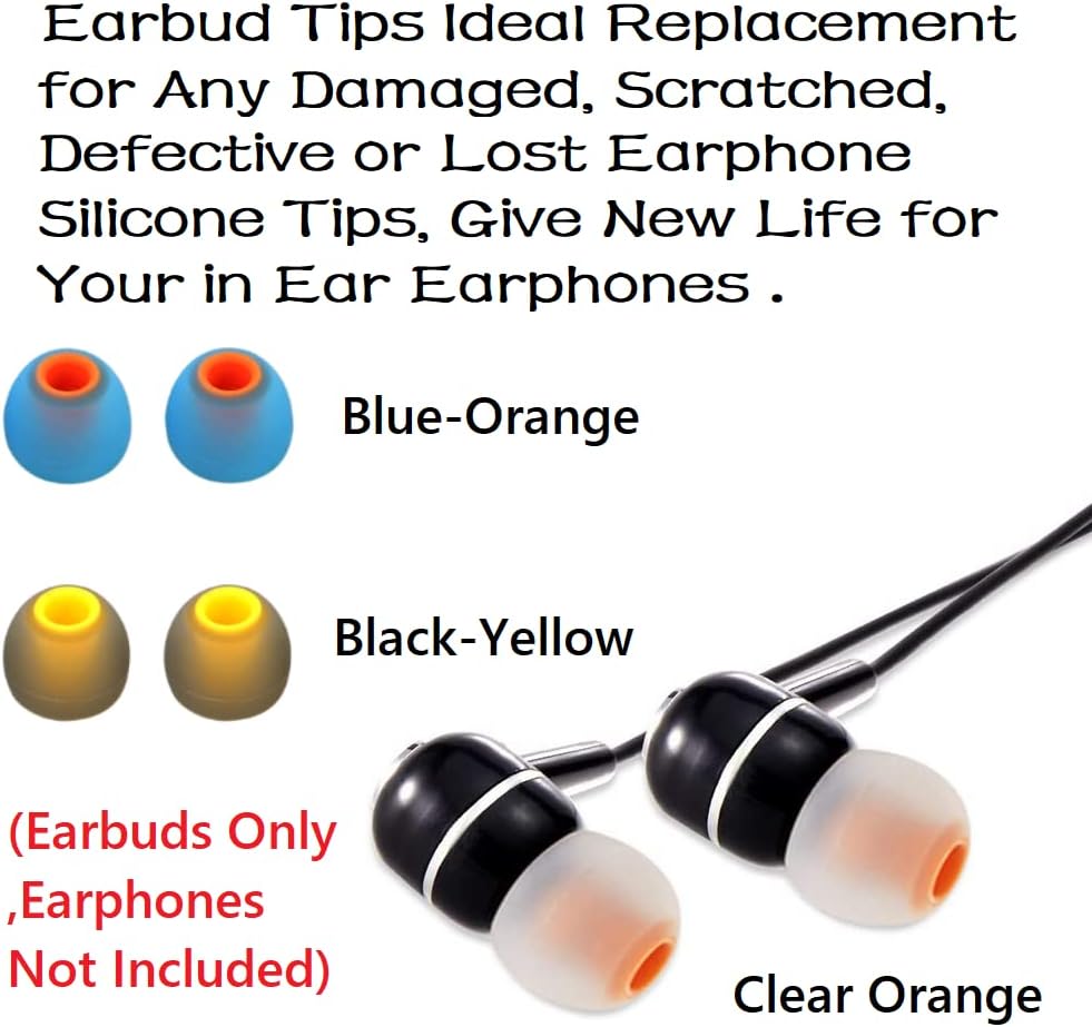 Earbuds Replacement Tips Silicone Earbud Tips Ear Bud Replacement Pieces Ear Gels Fit for Inner Hole from 3.8mm - 5.1mm Earphones 9 Pairs S/M/L