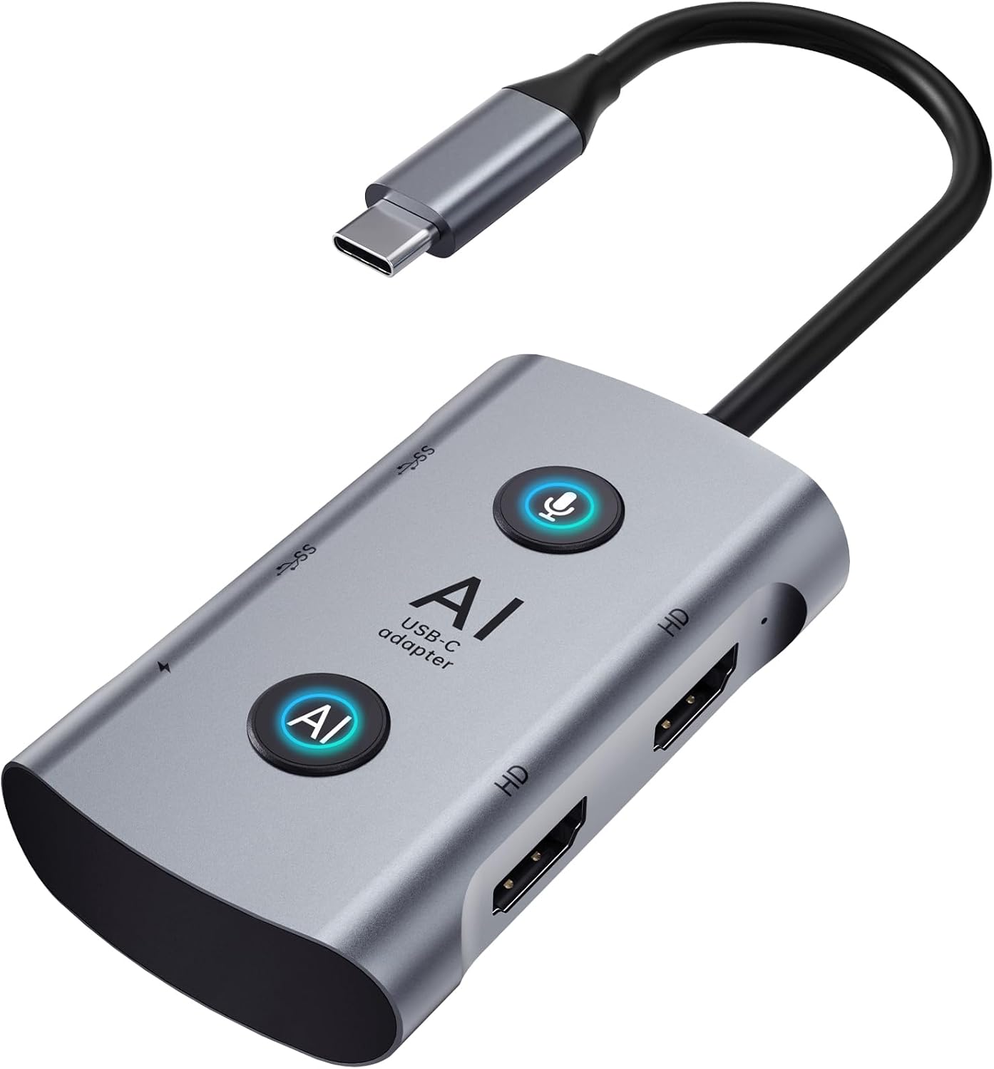 AI Laptop Docking Station with Dual Monitor 4K, TOPOINT 7-in-1 USB C Hub with AI Tools, Voice Transcription, Translation, 100W PD for MacBook HP Dell, Home Office Remote Work Business Travel