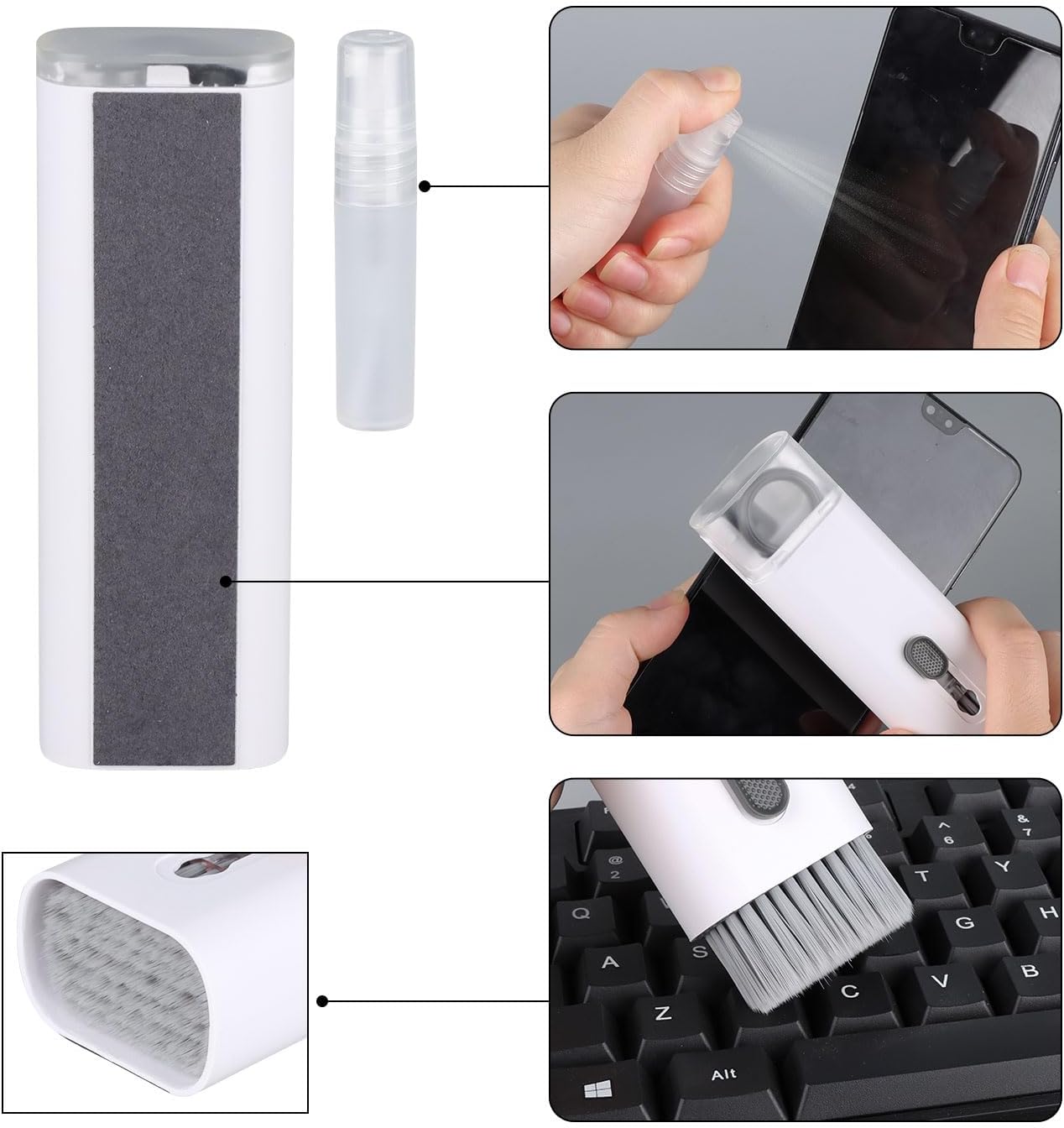 7-in-1 Electronic Cleaner Kit,Keyboard Cleaner,Laptop Cleaner Kit for Monitor, Cell Phone,Earphones, Headset, Lego, Airpods, Laptop Camera Lens (Black)