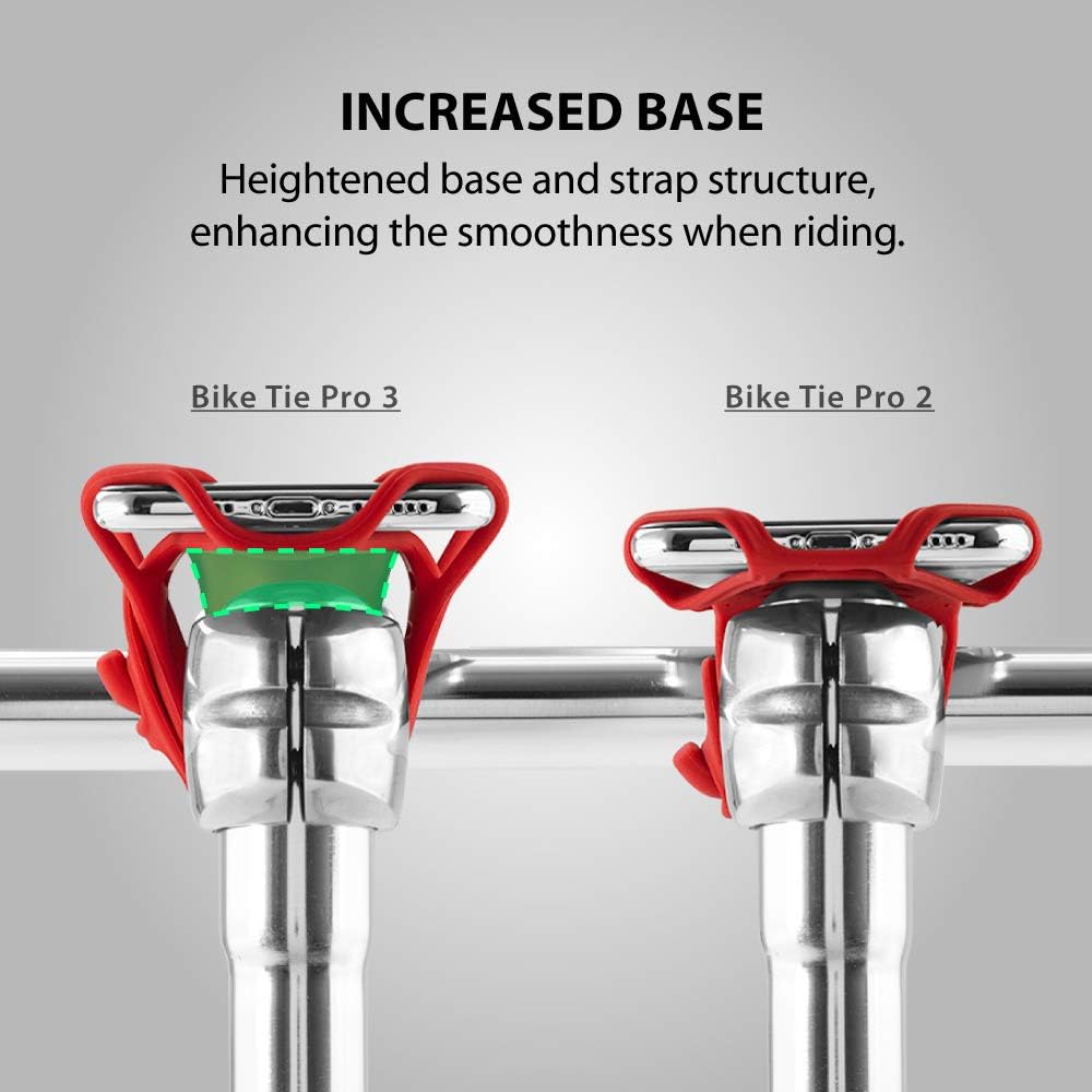 BONE Bike Tie Pro 3, Bike Cell Phone Mount for Stem, Scratch-Free Silicone Holder with Shock-Absorbing Design, Universal Cycling Phone Holder Compatible with Most Smartphone (Red - Stem)