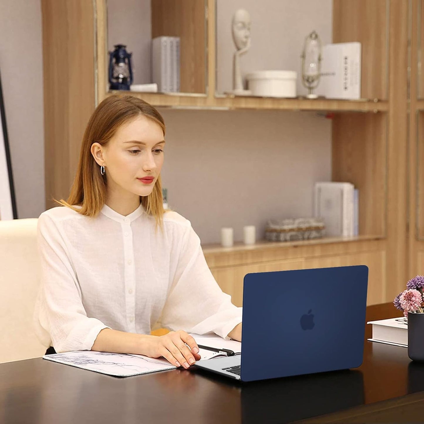 MOSISO Compatible with MacBook Air 13 inch Case 2025 2024 2023 2022 M4 A3240 M3 A3113 M2 A2681, Plastic Hard Shell&Keyboard Cover&Screen Film&Type C for MacBook Air 13.6 inch Case, Navy Blue