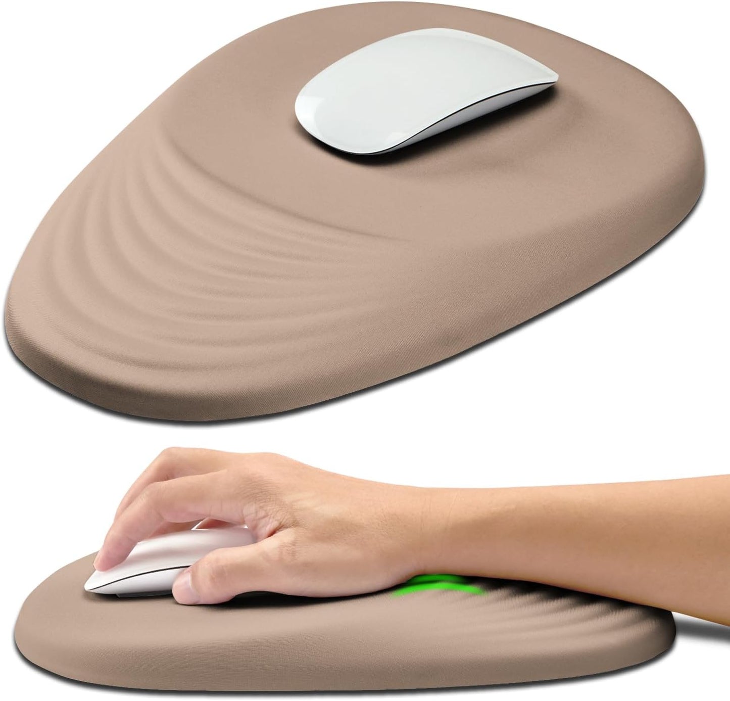 Hokafenle Ergonomic Mouse Pad Wrist Support with Stepped-Wedge Design, Wrist Rest Pain Relief Mousepad Filled with Memory Foam, Carpal Tunnel Mousepad for Wireless Mouse(12x8 inch,Sand Color)