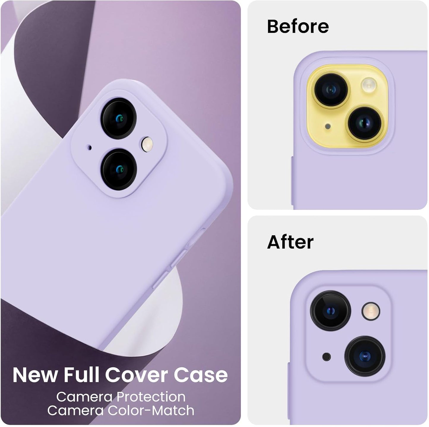 FireNova Designed for iPhone 14 Case, Silicone Upgraded [Camera Protection] Phone Case with [2 Screen Protectors], Soft Anti-Scratch Microfiber Lining Inside, 6.1 inch, Clove Purple