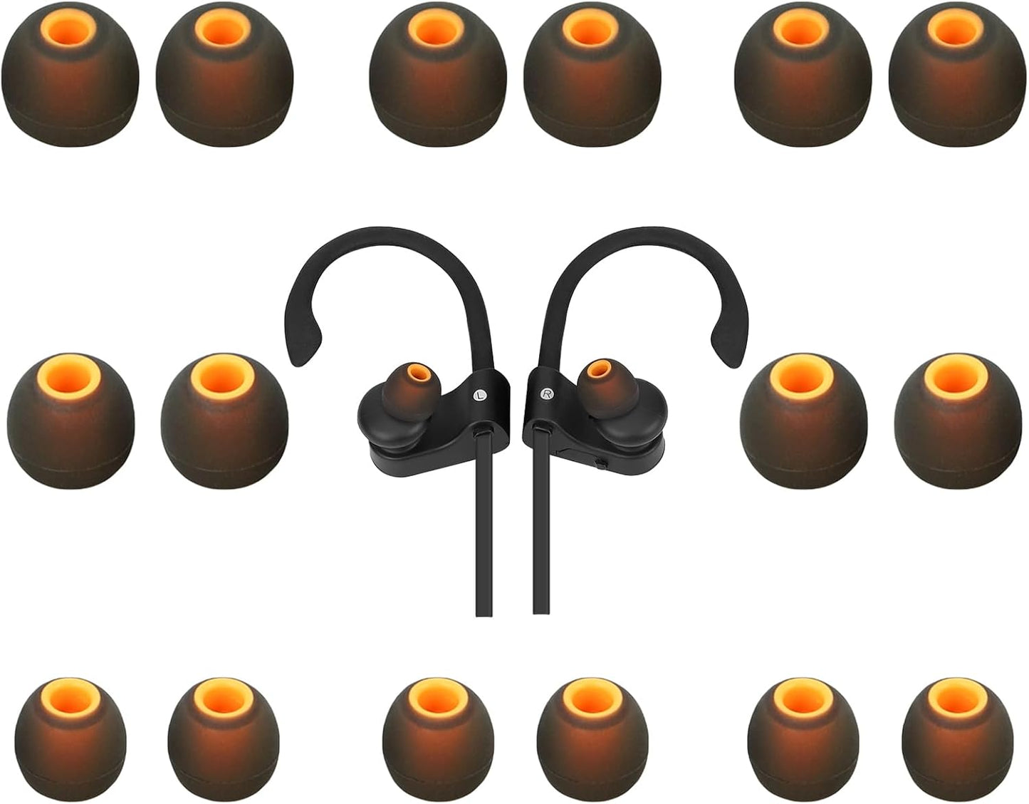 Earbud Tips Ear Bud Tips Soft Anti Slip Washable and Reusable Silicone Replacement Earbud Tips Fit Most in-Ear Earbuds(Inner Hole 3.8mm -5.1mm) 18pcs S M L