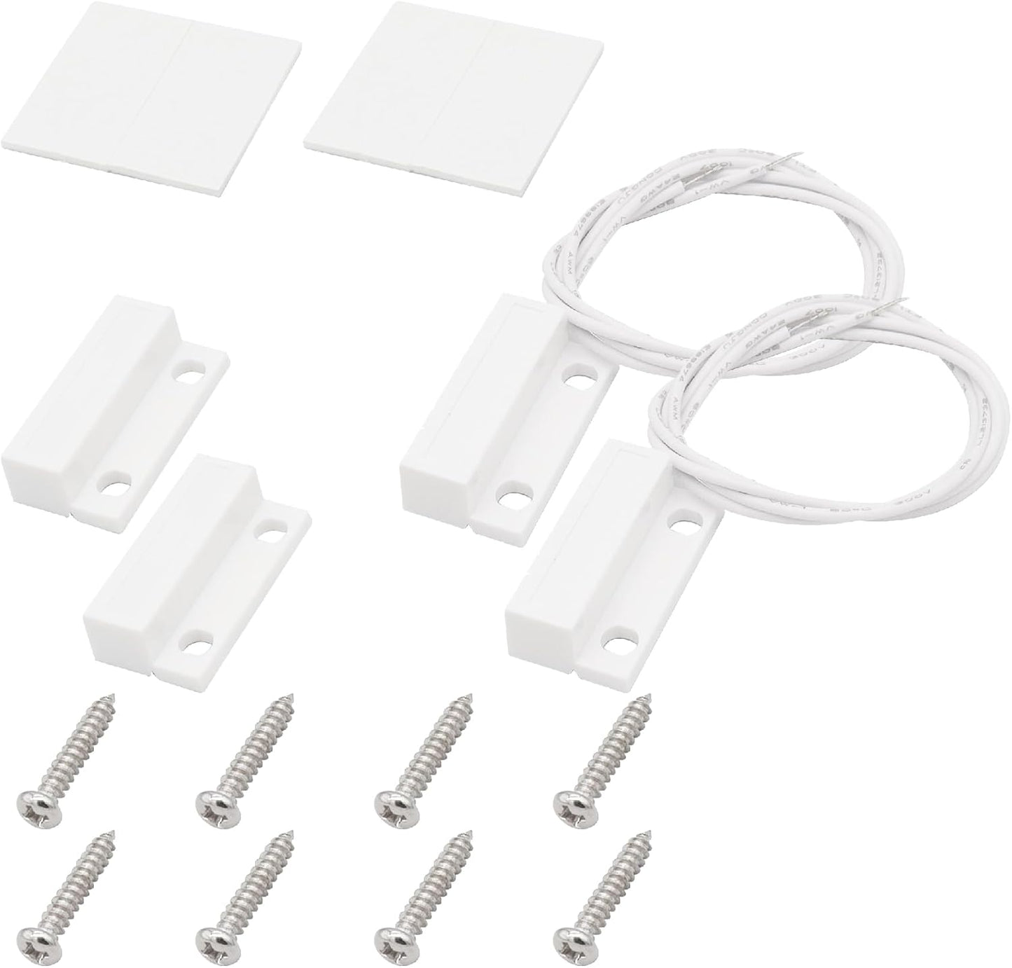 2Pcs Magnetic Reed Switch Wired Surface Mount Normally Closed NC Contact Sensor Alarm Magnetic Door Switch with 2 Wires, ABS, MC-38