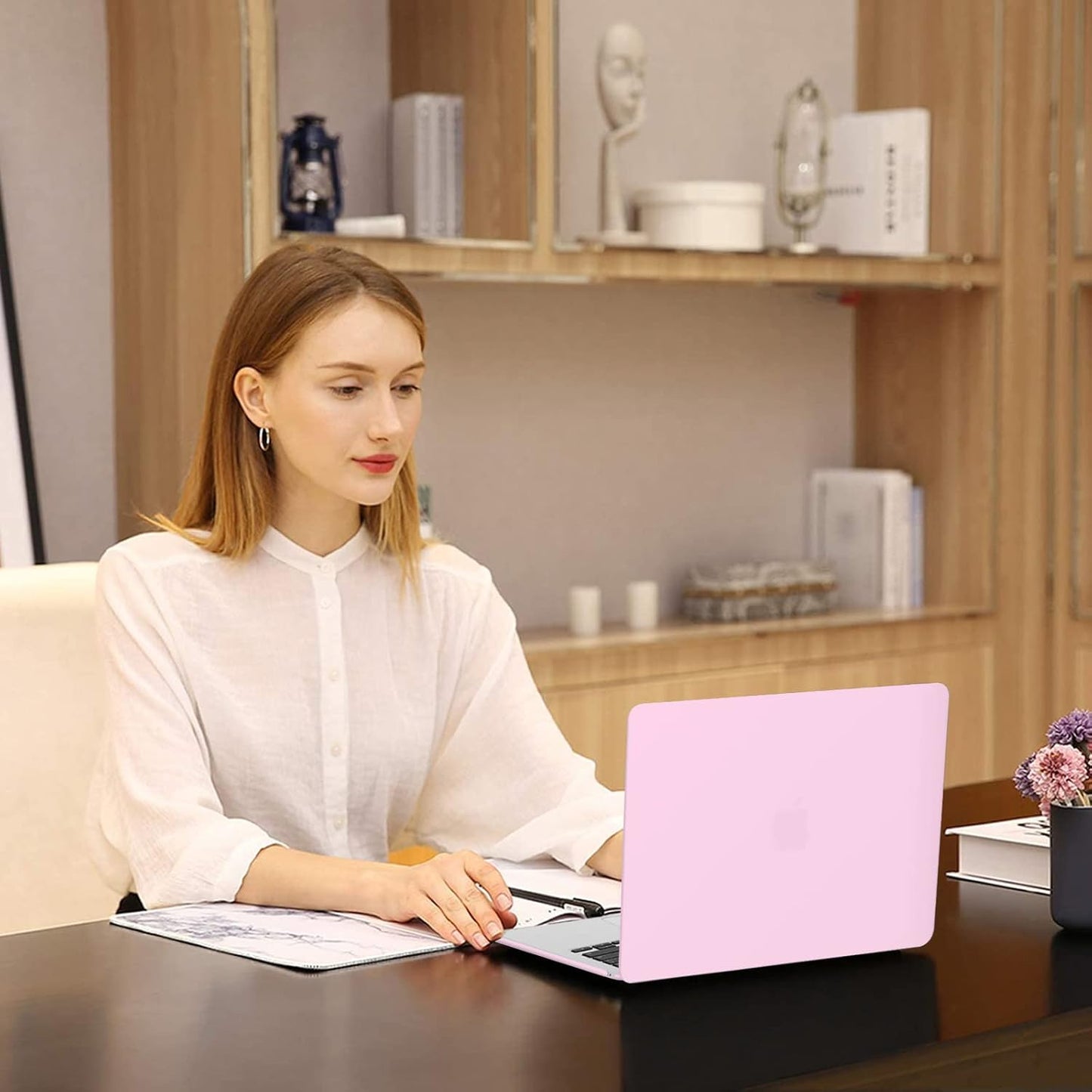 MOSISO Compatible with MacBook Air 13 inch Case 2025 2024 2023 2022 M4 A3240 M3 A3113 M2 A2681, Plastic Hard Shell&Keyboard Cover&Screen Film&Type C for MacBook Air 13.6 inch Case, Dusty Pink