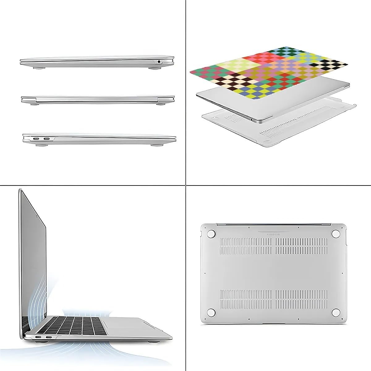 Compatible with MacBook Air 13.3 13.6 Inch Case 2022 2021 2020 2019 Plastic Hard Shell Case Cover,13.6 Air (A2681) M2 2022, Colorful Checker