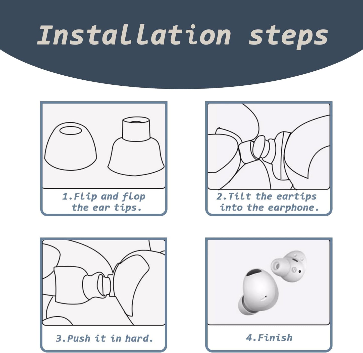 6 Pairs Replacement Eartips for Samsung Galaxy Buds Pro Headphones, Silicone Tips Earbuds Eartips Set, L/M/S Earplug Replacement Accessories (Black, with Pen)