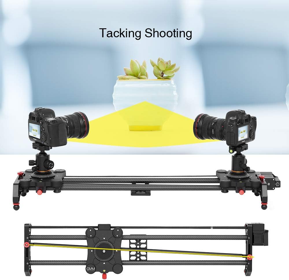GVM Motorized Camera Slider, 31" Carbon Fiber Dolly Rail Camera Slider with Time-Lapse Photography, Tracking Shooting and 120 Degree Panoramic Shooting for Most Cameras, with Remote Controller