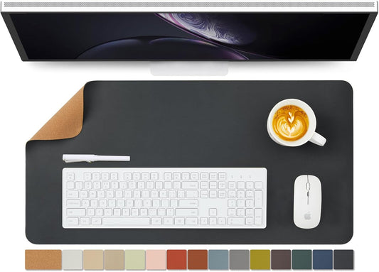 Cork Desk Mat - Dual-Sided Desk Pad for Office and Home - Desk Organization and Accessories - Ideal for Large Mouse Pad and Desk Mats on Top of Desks(Black,27.6"x 13.8")