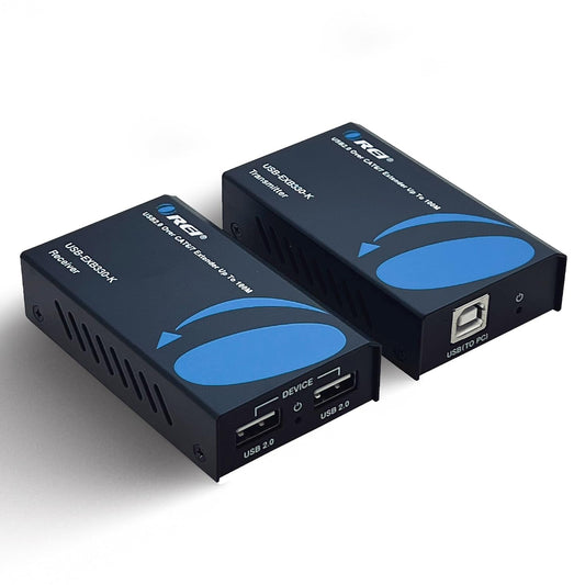 OREI USB 2.0 Over Ethernet Cat5e/6 Extender LAN Upto 330 Feet - Extends 2 Ports USB-A Signal Over LAN Ethernet - Power Over Cable for Long Distance Extension Supports All Operating System