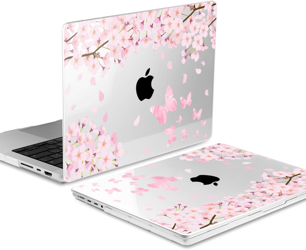 DONGKE for M4 MacBook Pro 16 Inch Case 2024 2023 2021 A3403 A3186 M3 A2991 M2 A2780 M1 A2485 Pro/Max Chip, Plastic Hard Shell Case & Keyboard Cover for Mac Pro 16 with Touch ID, Flower Blossoms