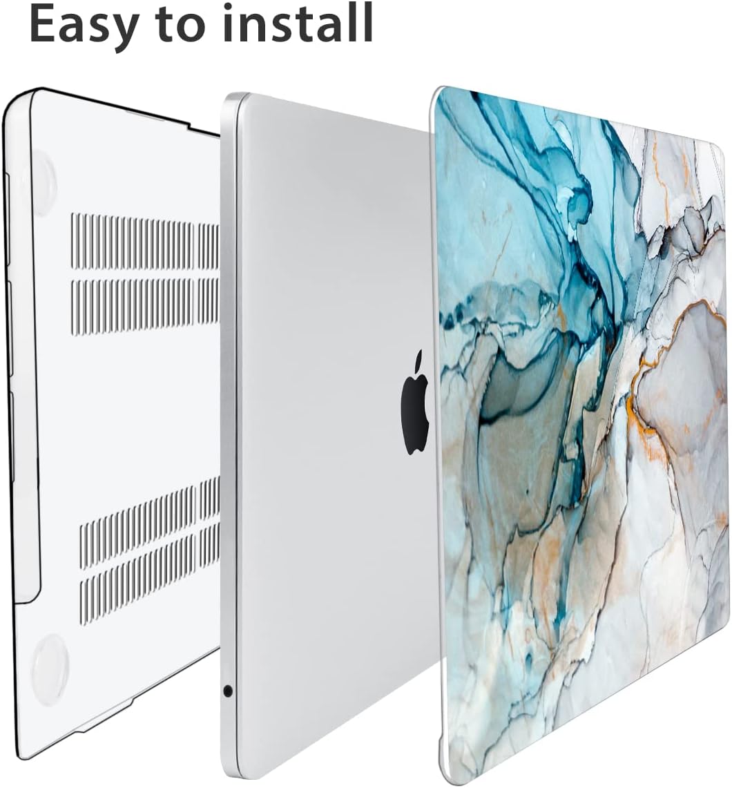 Compatible with M4 2025 MacBook Air 13.6 inch Case A3240 with Touch ID 2022 2023 2024 M3 A3113 M2 A2681, Plastic Hard Shell Case & Keyboard Cover & Screen Protector & Webcam Cover, Marble