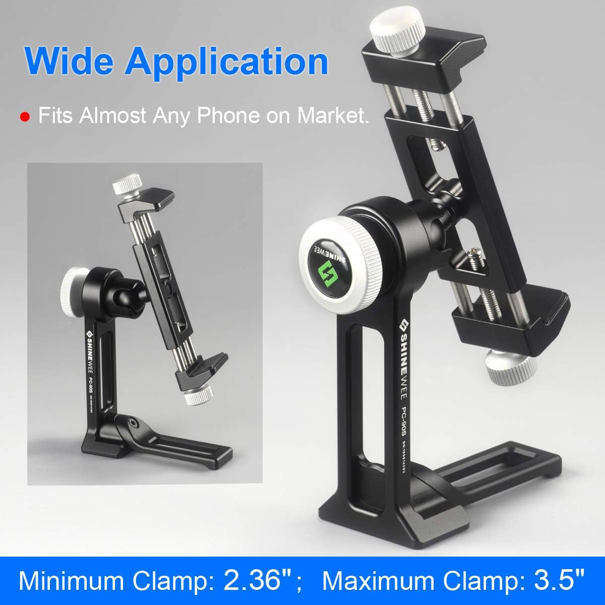 Metal Phone Tripod Mount Adapter, Arca Dovetail and 1/4" Screw Mount,Adjustable Vertical and Horizontal Dock for Samsung Galaxy, iPhone, and Other Smartphones Holder