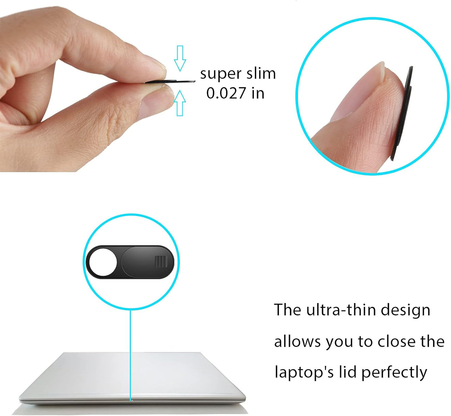 Webcam Cover Slide, 14 Pack Webcam Cover, Ultra-Thin Camera Cover for Laptop, Desktop, PC, MacBook, iPad, Tablet, iPhone, Cell Phone, Laptop Camera Cover Slide to Protect Your Privacy(Black)