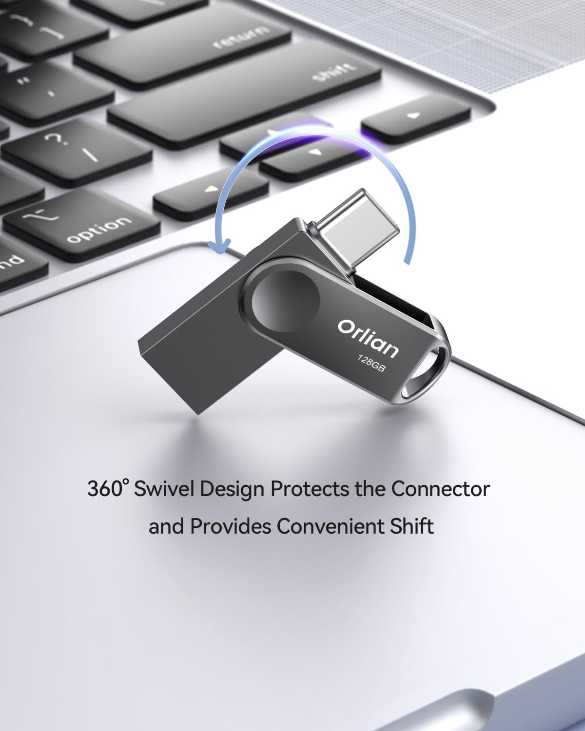 128GB USB C Flash Drive, Dual Drive USB 3.0 and Type C Thumb Drive Up to 110MB/s Read Metal Waterproof Swivel Design Portable for PC Laptop Tablet Android Smartphone iPhone 15 and More, Gray