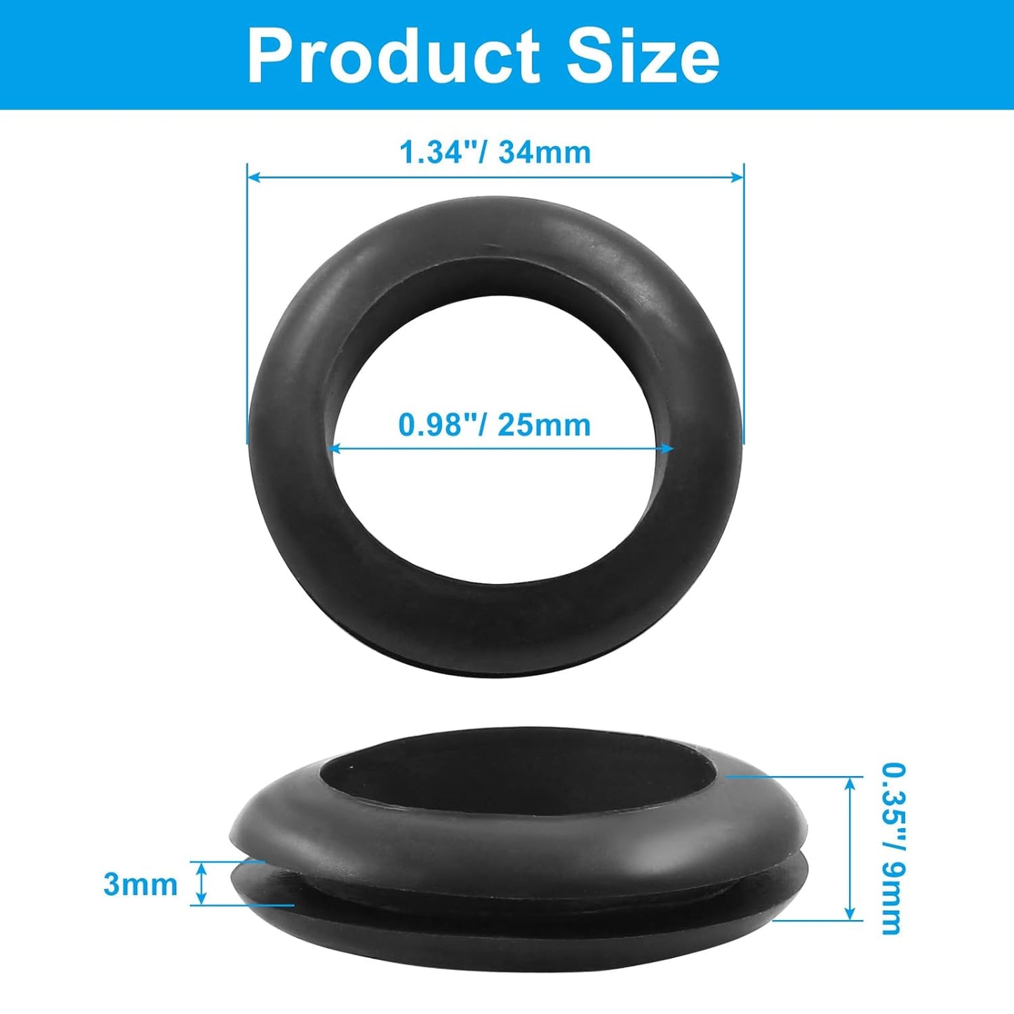 24 Pcs Rubber Grommets, 0.98" Inside Diameter 1" Drill Hole Rubber Wire Grommets O Ring Grommets for Wire, Firewall, Cables, Plugs, Automotive