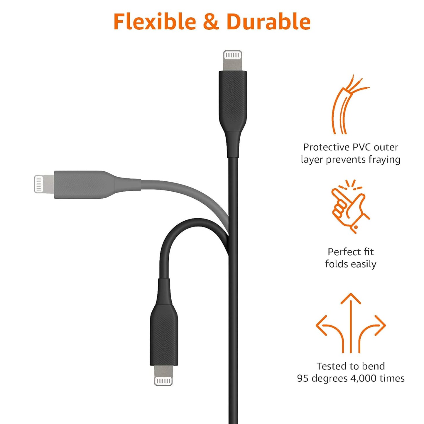 Amazon Basics USB-2.0 Type C to Lightning Cable (MFi Certified), 3 Feet, Black