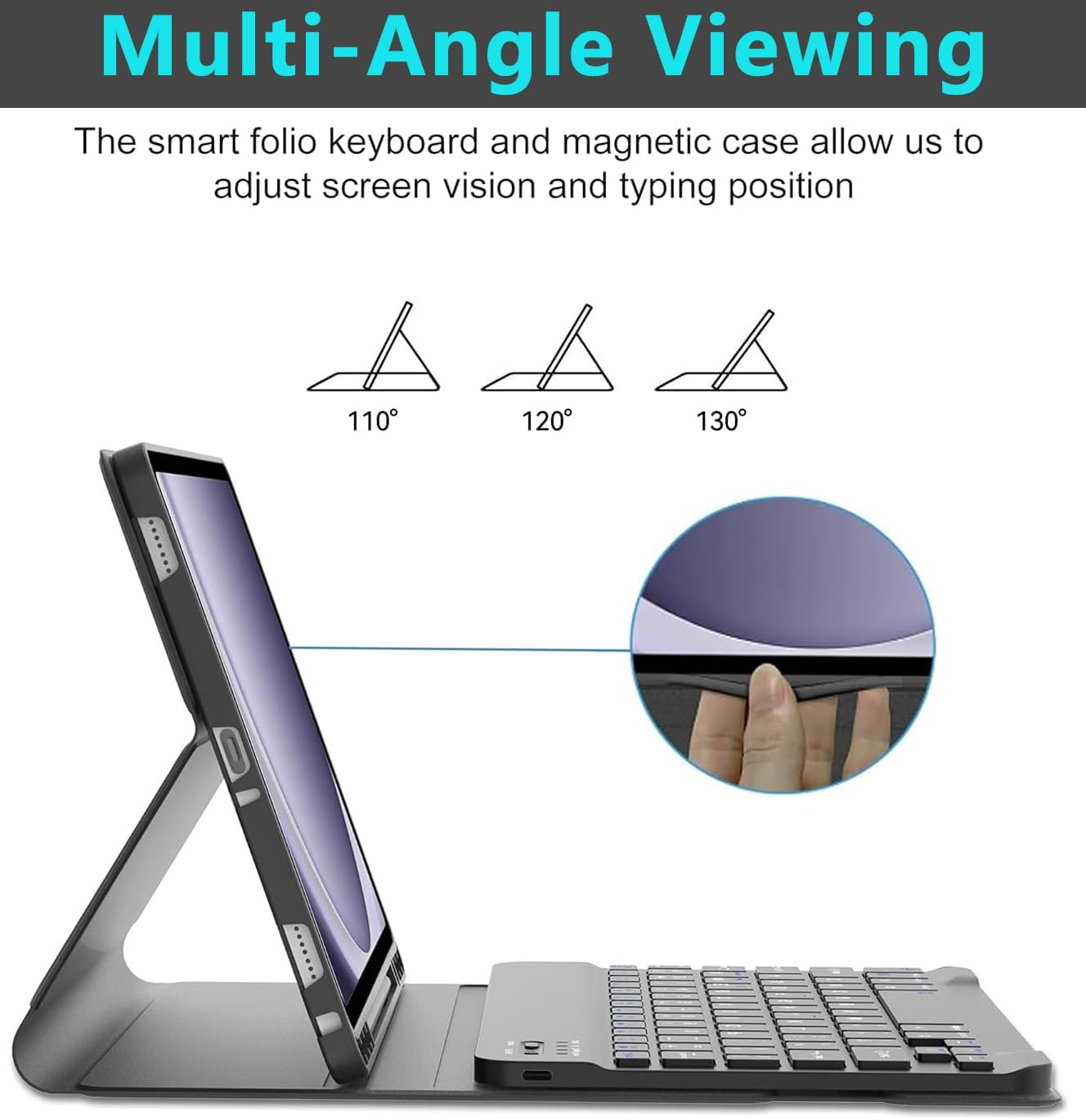 Keyboard Case for Samsung Galaxy Tab A9 Plus 5G 11 inch 2023 (SM-X210/X216/X218), Magnetic Detachable Wireless Keyboard Bluetooth, Smart Folio Cover with S Pen Holder for Galaxy Tab A9+ 11“（Black）