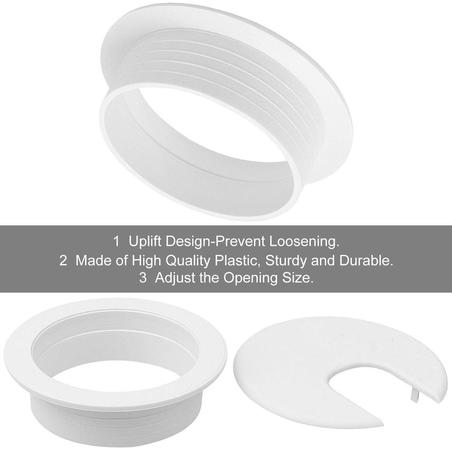 20Pack 2" Black Desk Grommet, HNBun Wire Cable Hole Cover Plug Cap Insert, PC Computer Desk Plastic Grommet Cord Wire Organizer Caps for Hide Office Cords and Cables